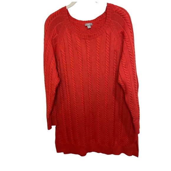 J Jill Sweater Red Orange  Cable Knit Wool Blend Size M - Picture 4 of 11